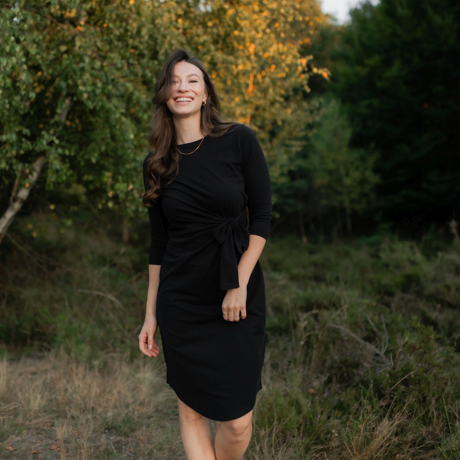 NORDLICHT Greta Langarm Jersey Kleid Schwarz