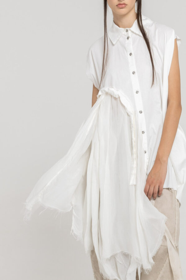 Sanctamuerte Camicie Hemdkleid Baumwolle Asymmetrisch Ärmellos