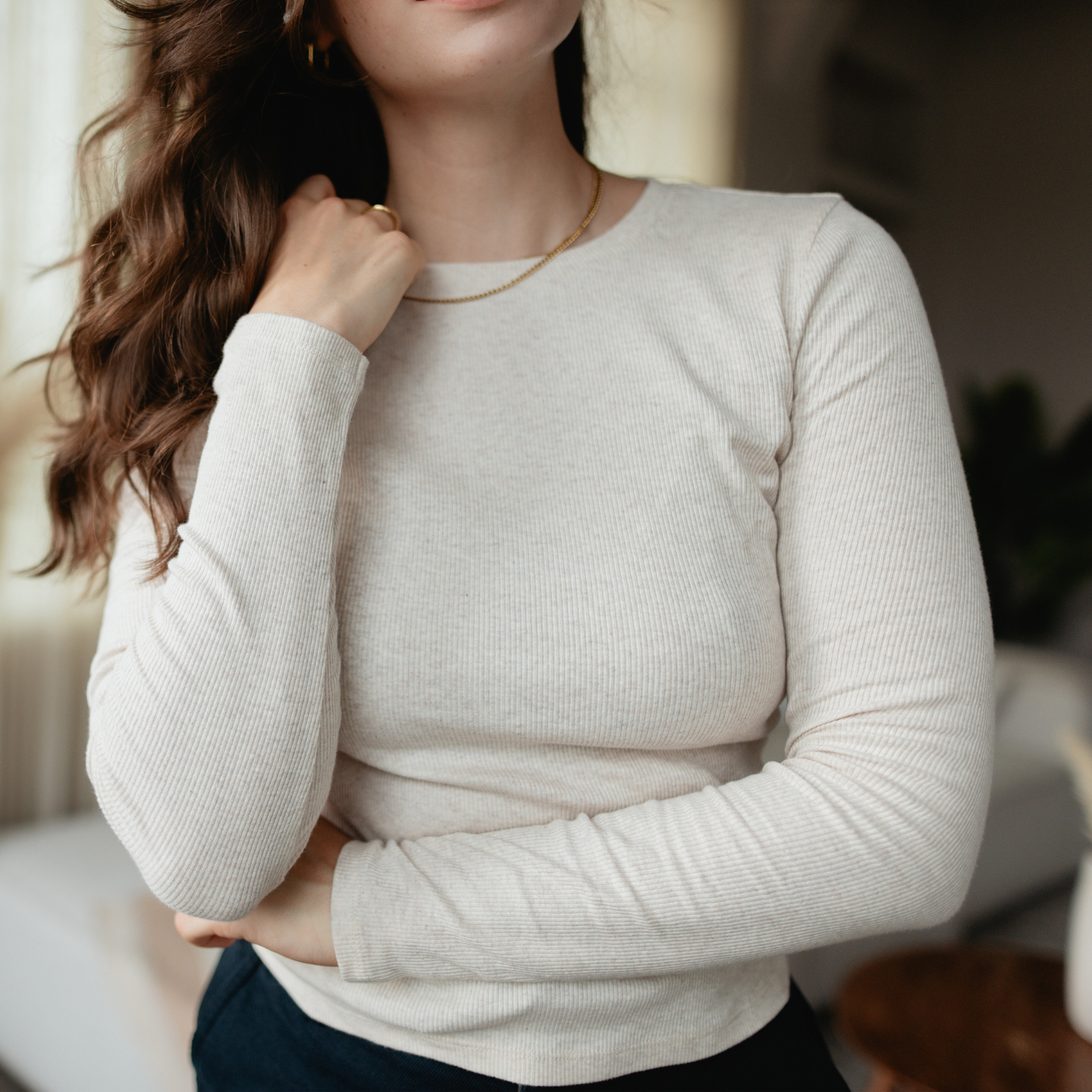NORDLICHT Lica Ripp Langarmshirt Natur Bio-Baumwolle