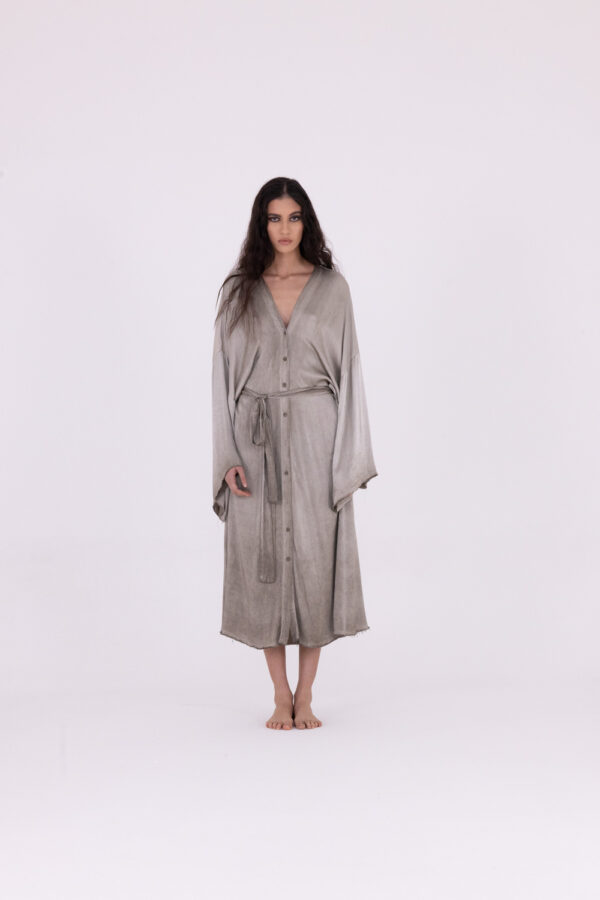 Sanctamuerte Abiti Kimono Lungo Kleid Viskose lang