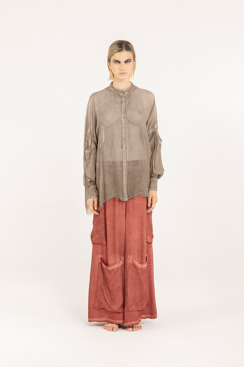 Sanctamuerte Camicia Boxy Over Bluse Viskose-Seide