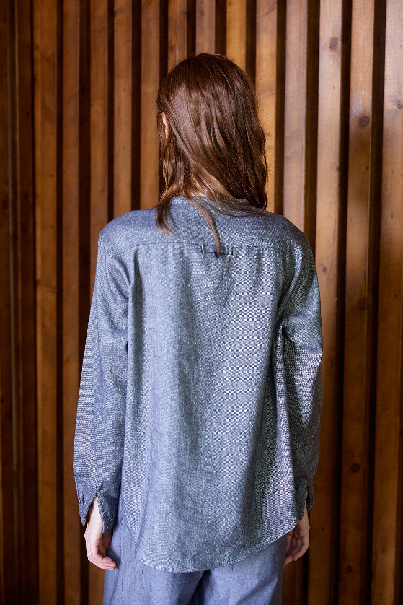 Christiane Strobel ELIF Bluse Chambray-Blau Baumwolle-Leinen