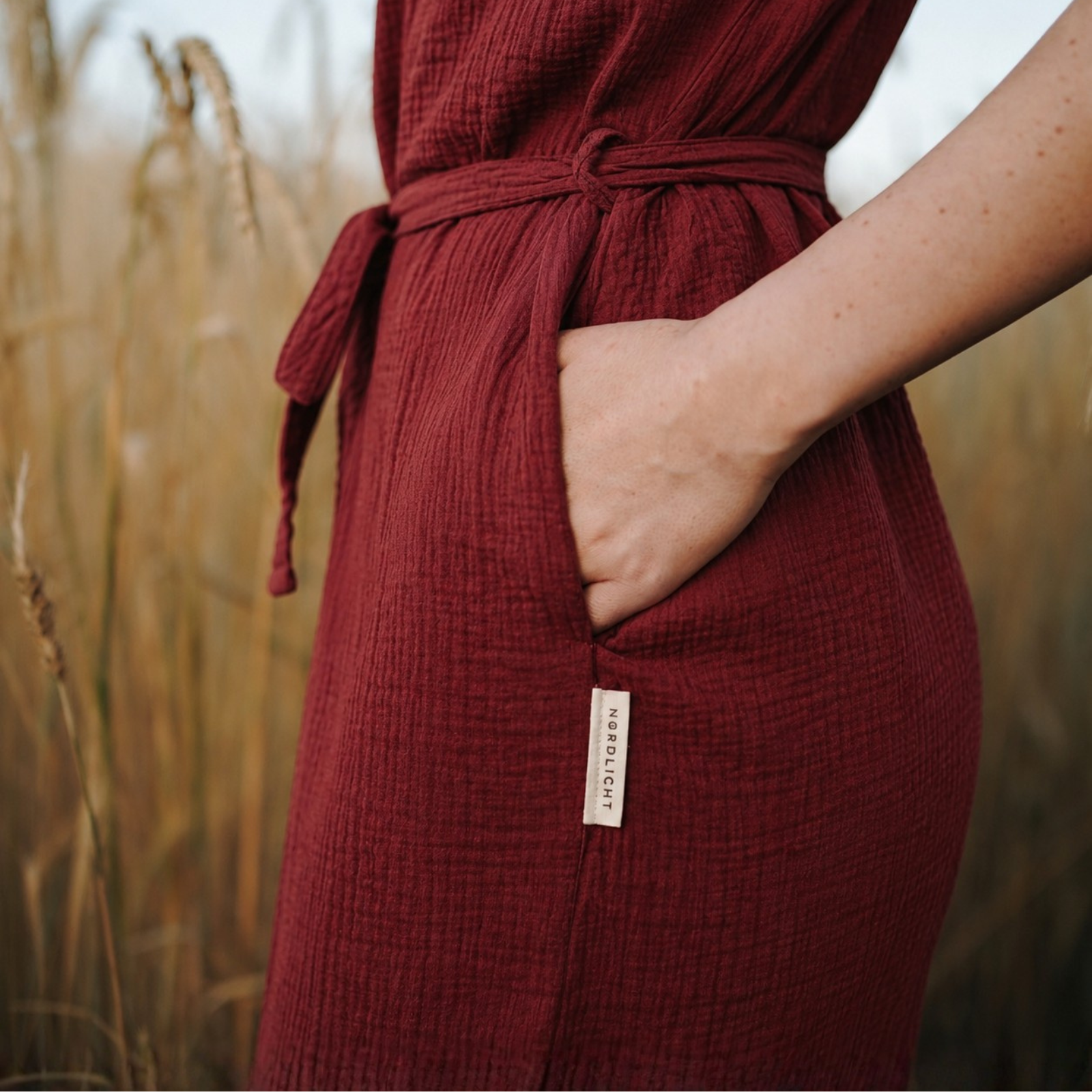 Nordlicht Elin Musselin Kleid Locker Bio-Baumwolle Rot