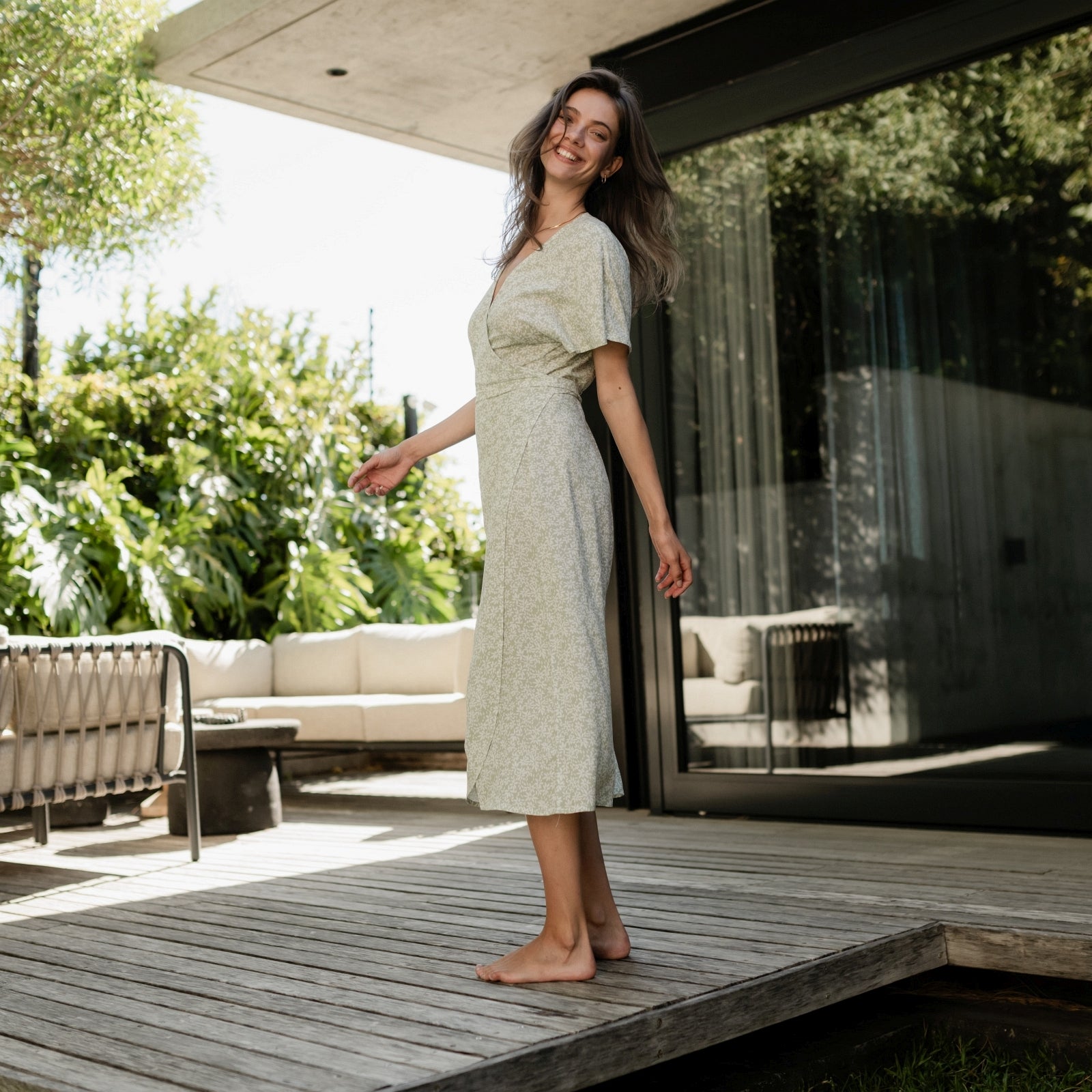 Nordlicht Anni Wickelkleid salbei Blumen Ecovero