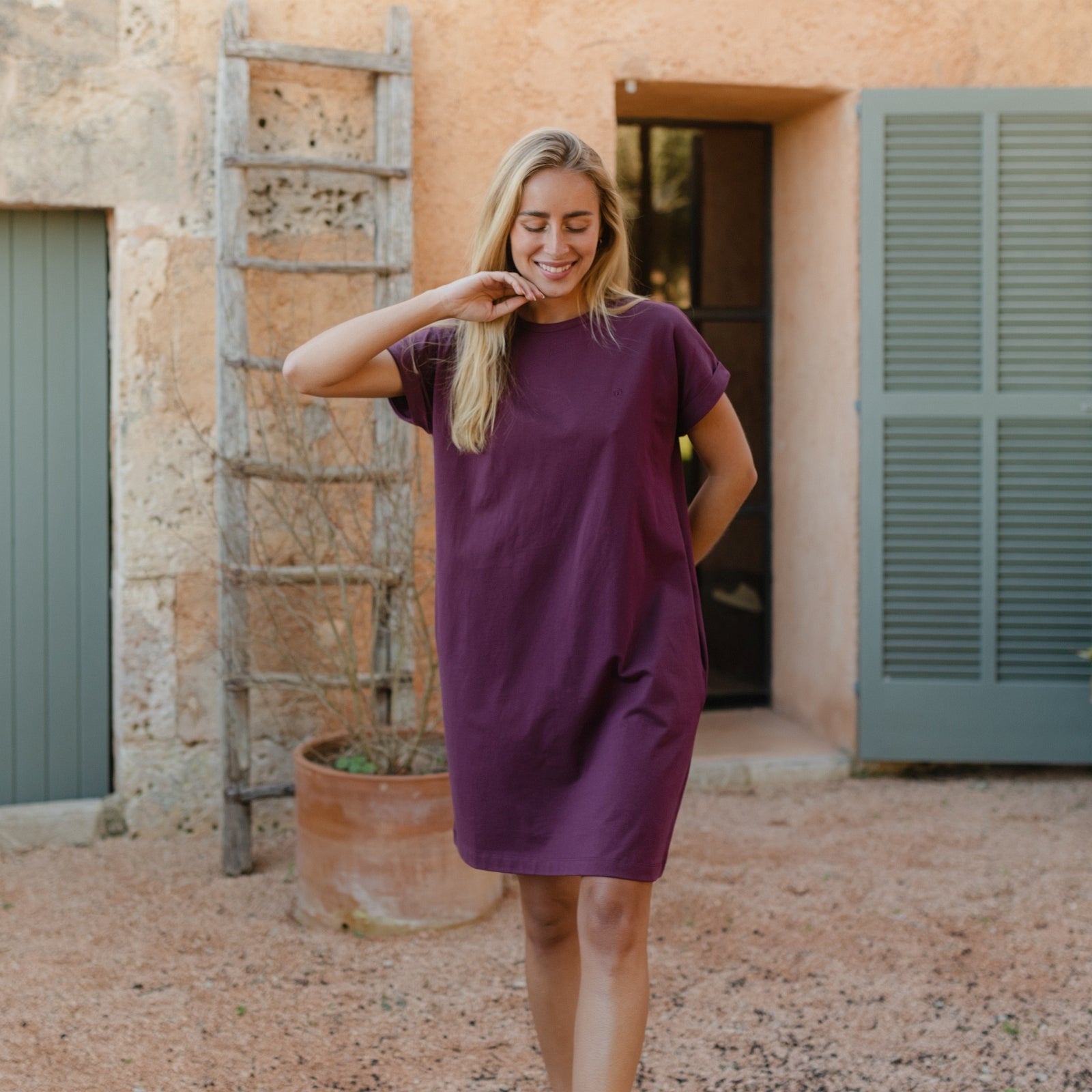 NORDLICHT Meike T-Shirt Kleid Rot Taschen Bio