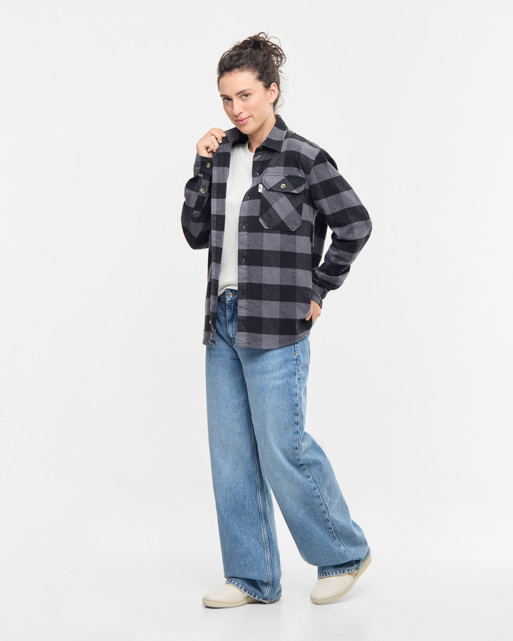 NIKIN TreePlanter Overshirt Check Anthracite-Black Flanell