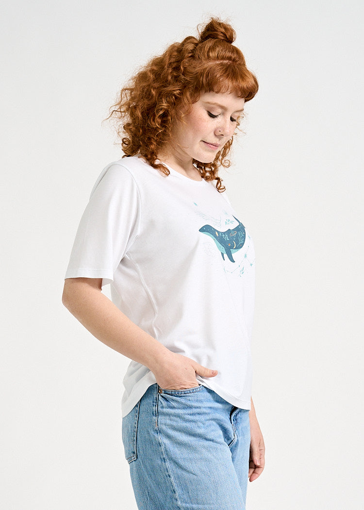 Wijld Woodshirt Tilda Spacewhale Damen T-Shirt Weiß Print