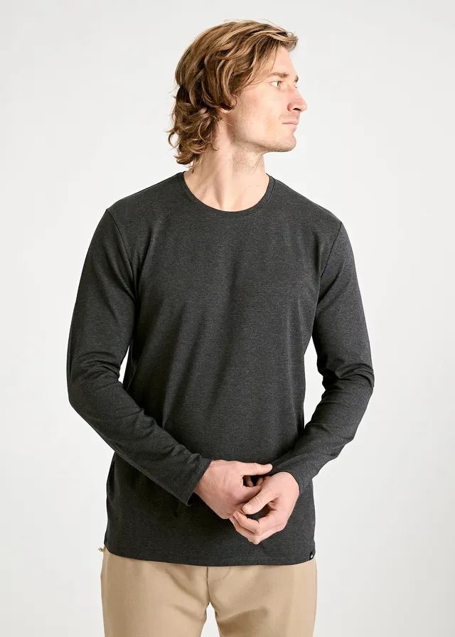 Wijld David Herren Langarmshirt Anthrazit Regular atmungsaktiv
