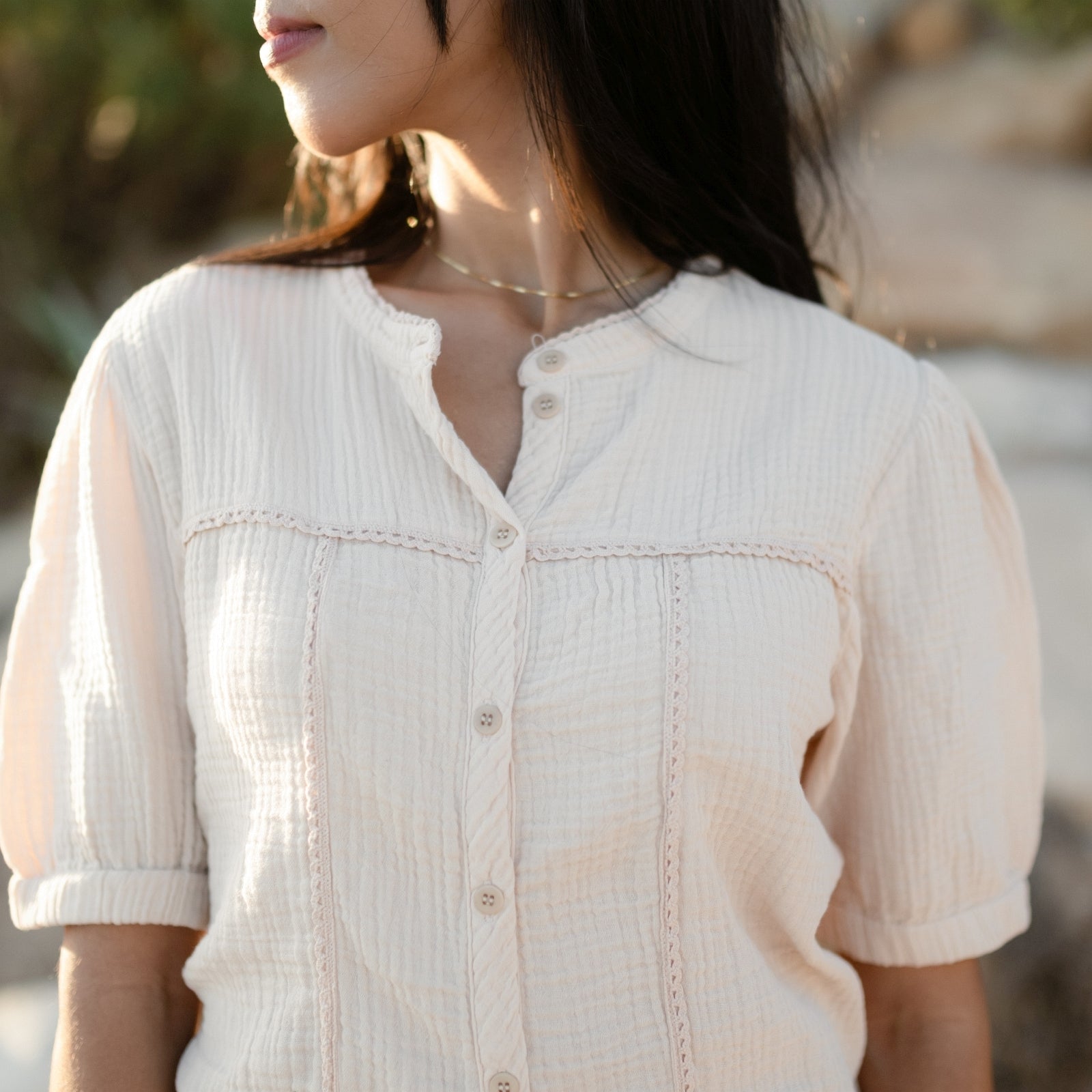 NORDLICHT Emi Musselin Bluse Natur Bio-Baumwolle