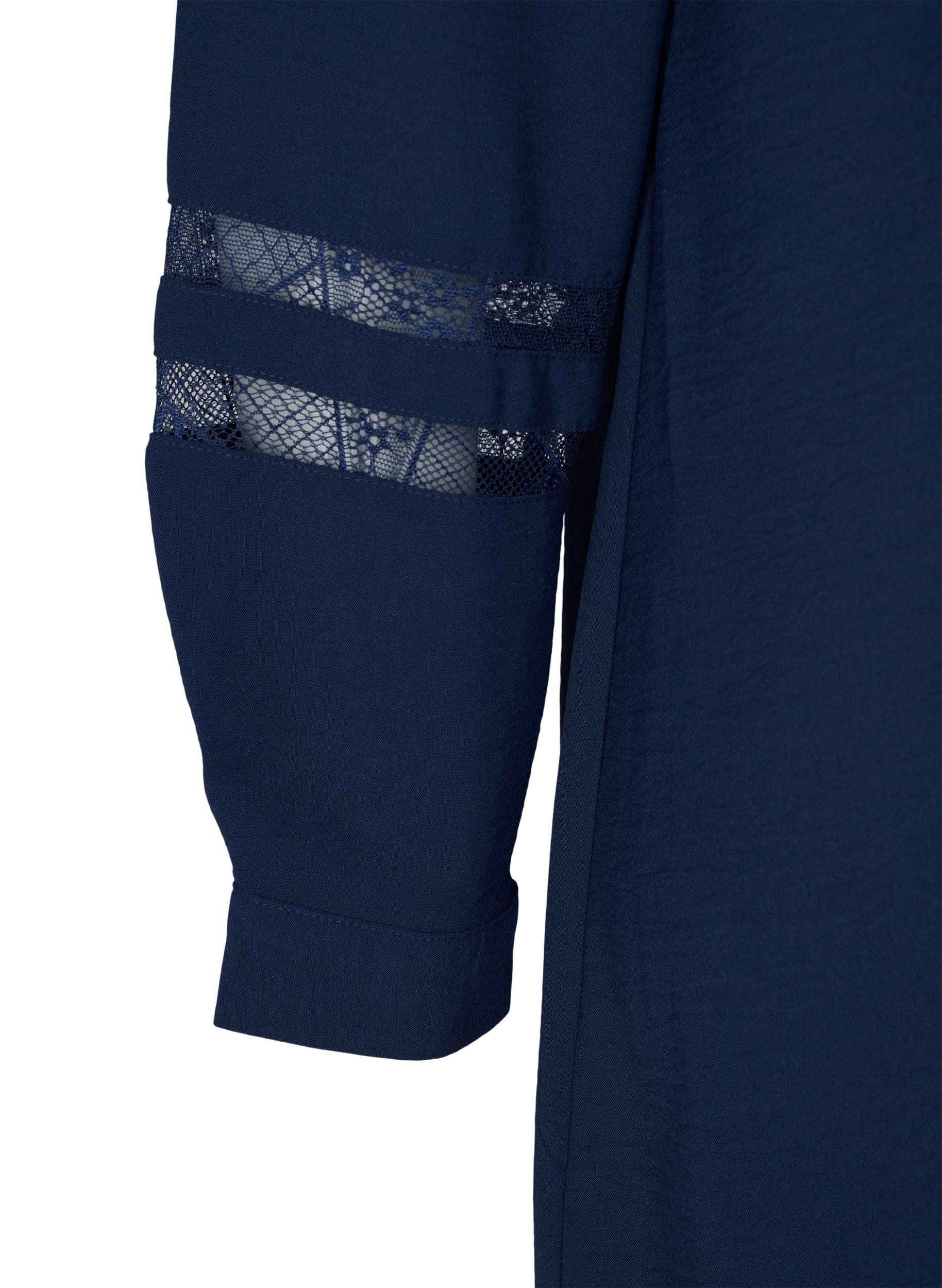 Zizzi T-Shirts Shirt Damen Spitze Knopfleiste Langarm