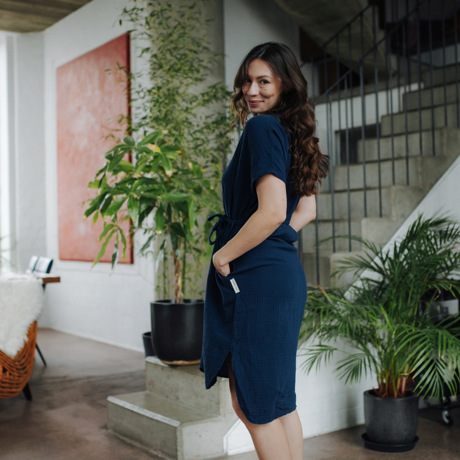 Nordlicht Ella Musselin Blusenkleid Damen mit Taschen