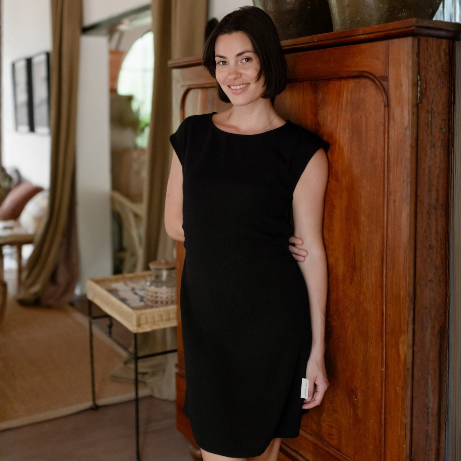 NORDLICHT Jule Musselin Kleid Schwarz Bio-Baumwolle