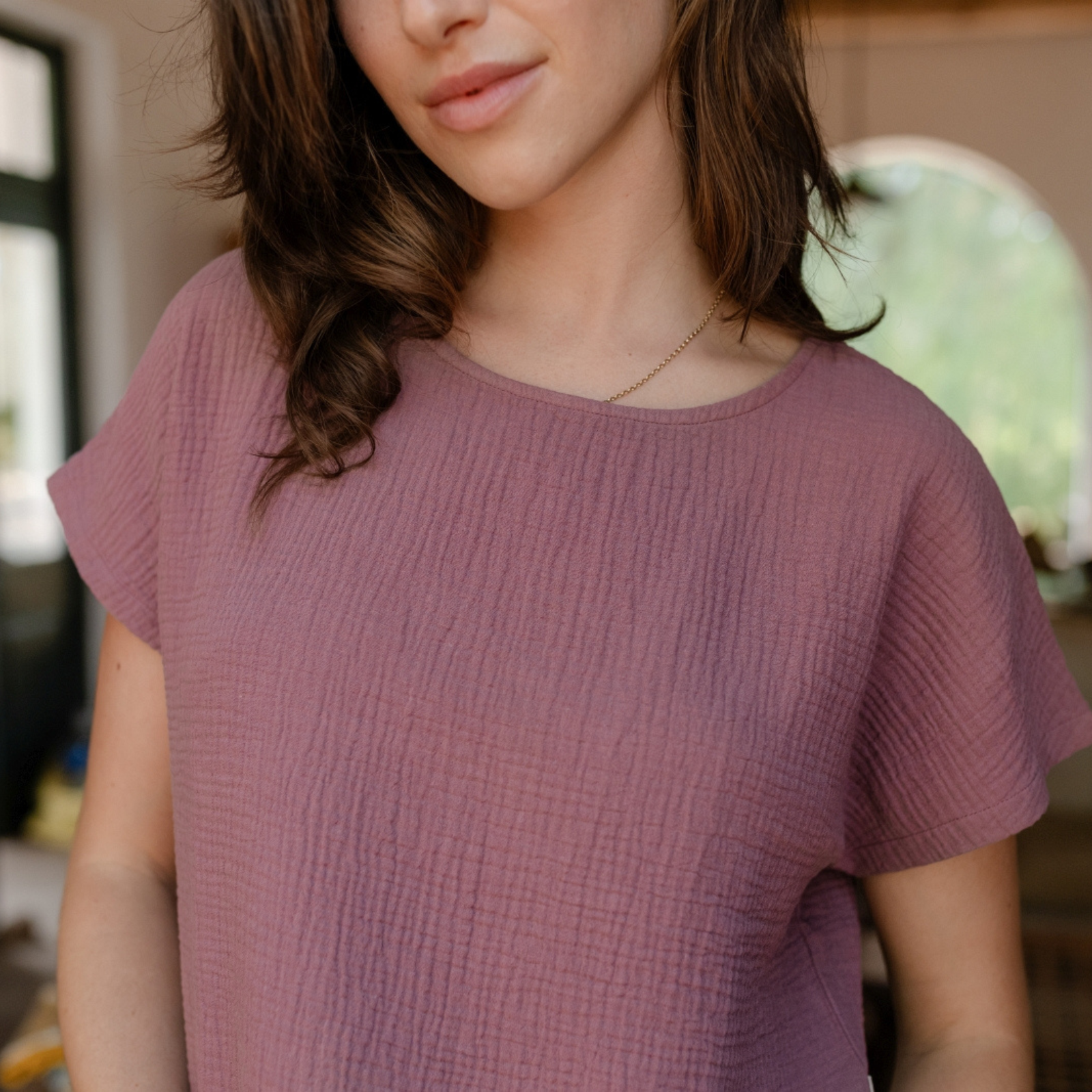 NORDLICHT Ida Musselin T-Shirt Rosa Bio-Baumwolle