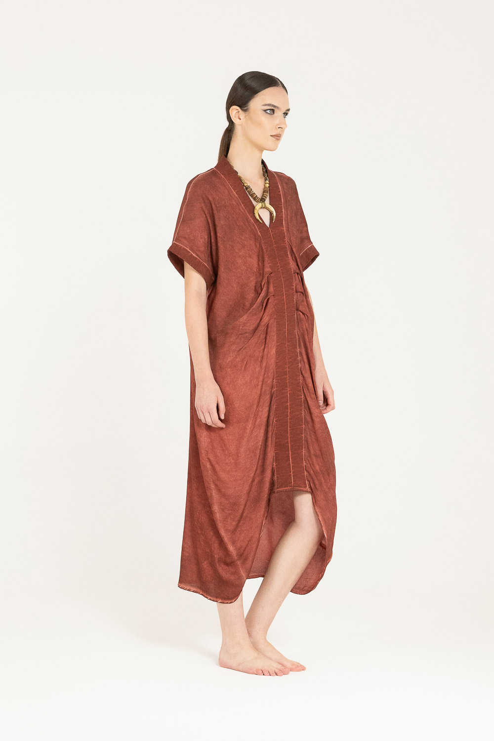 Sanctamuerte Abiti Loose Fit Kleid Baumwolle Kurzarm