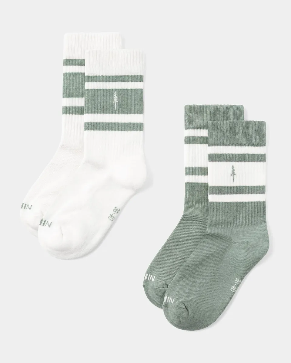 NIKIN TreeSocks Ribbed Striped 2-Pack Turquoise-Off White Socken