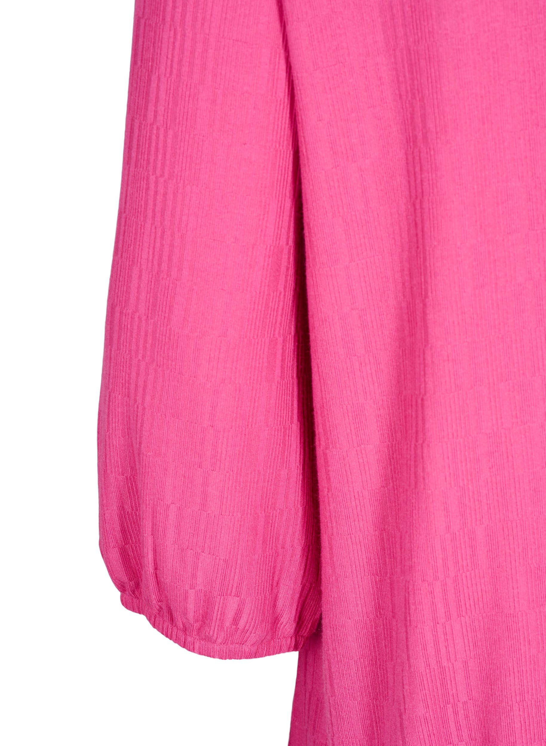 Zizzi Bluse Struktur Rundhals 3/4-Ärmel Balloneffekt
