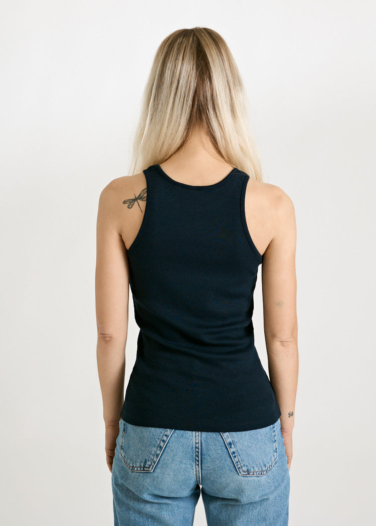 Wijld Irene Damen Ripp Tank Top Navy Blue Lyocell