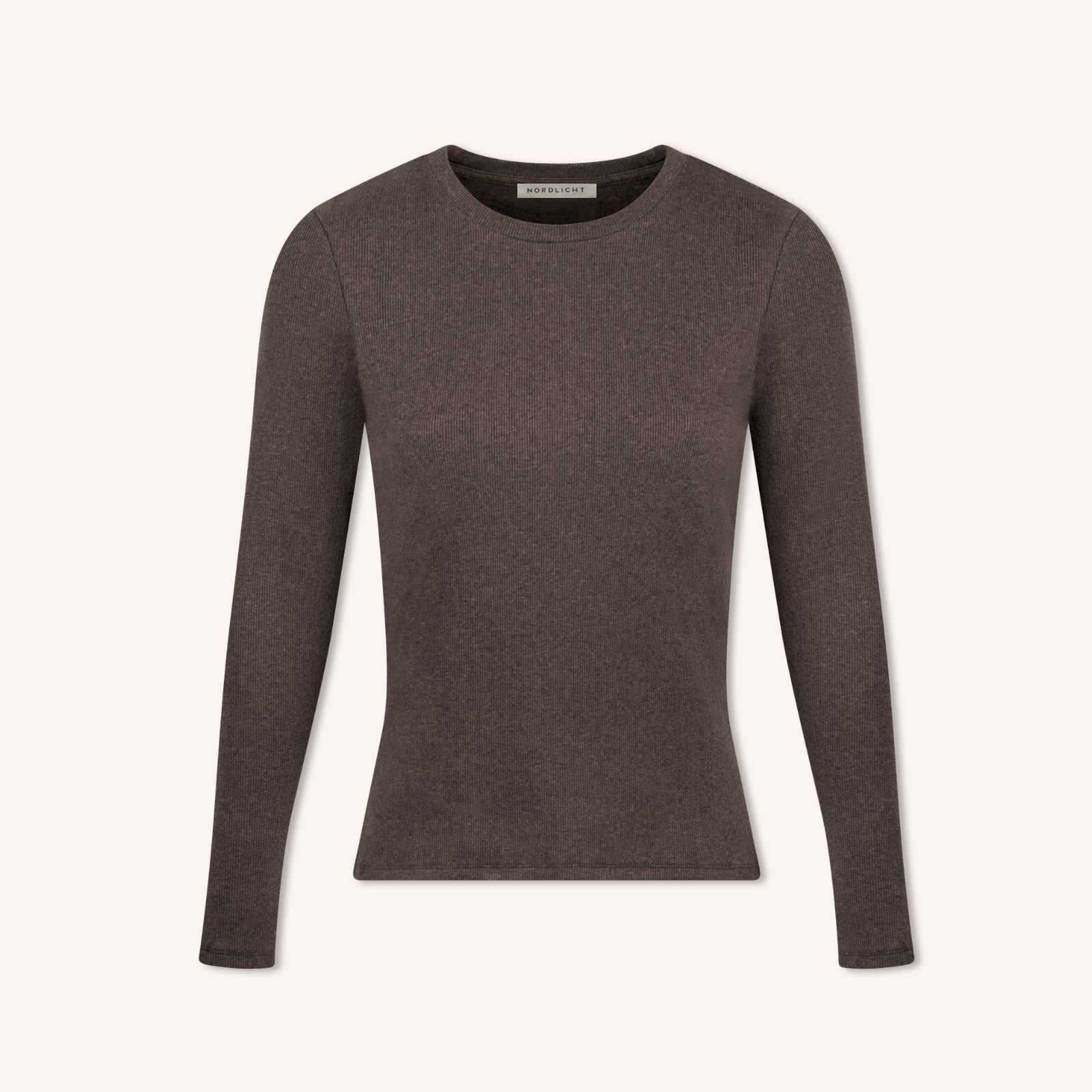 NORDLICHT Lica Ripp Langarmshirt Braun Bio-Baumwolle