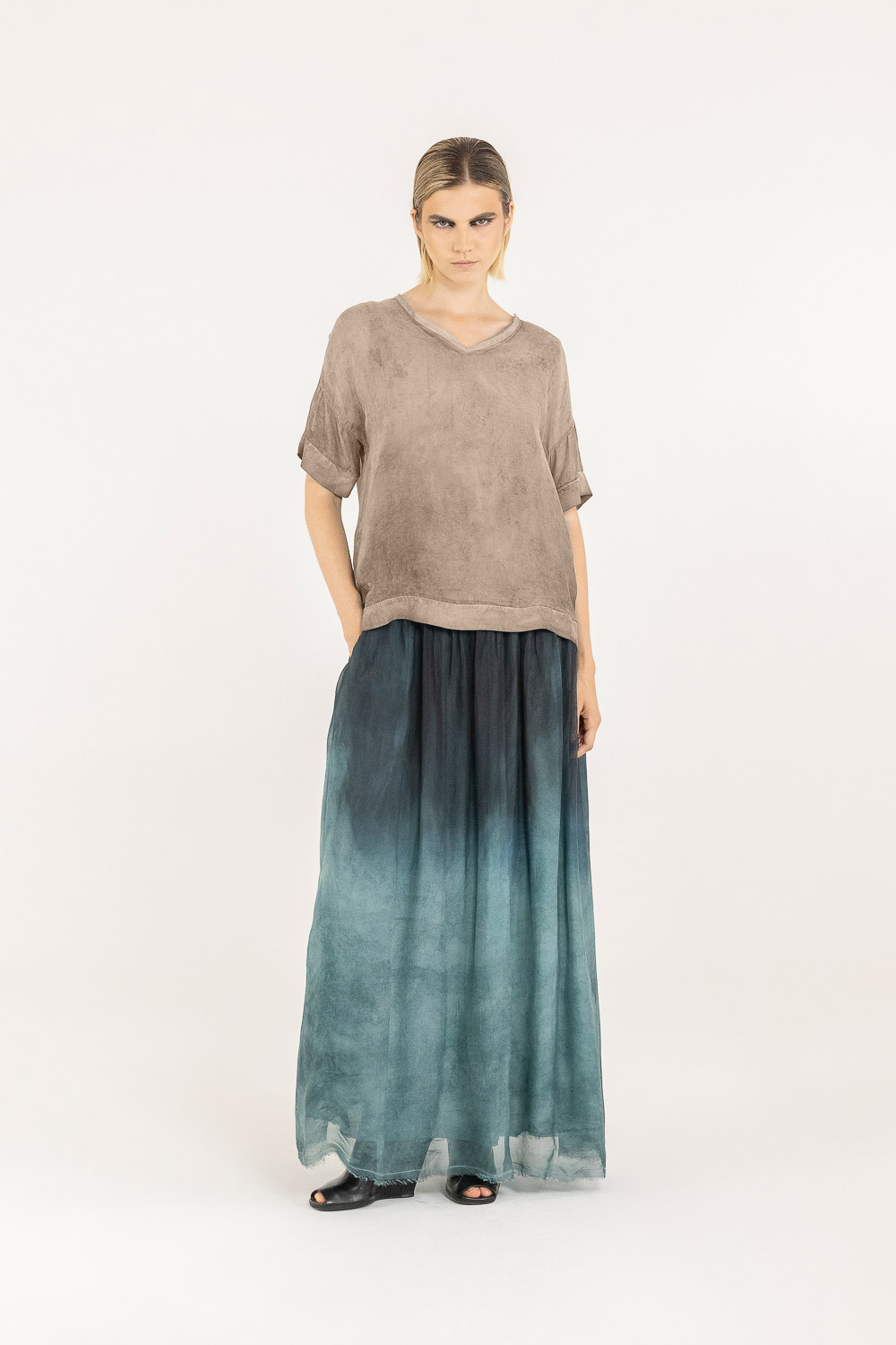 Sanctamuerte T-Shirt Ampia Shirt V-Ausschnitt Weit
