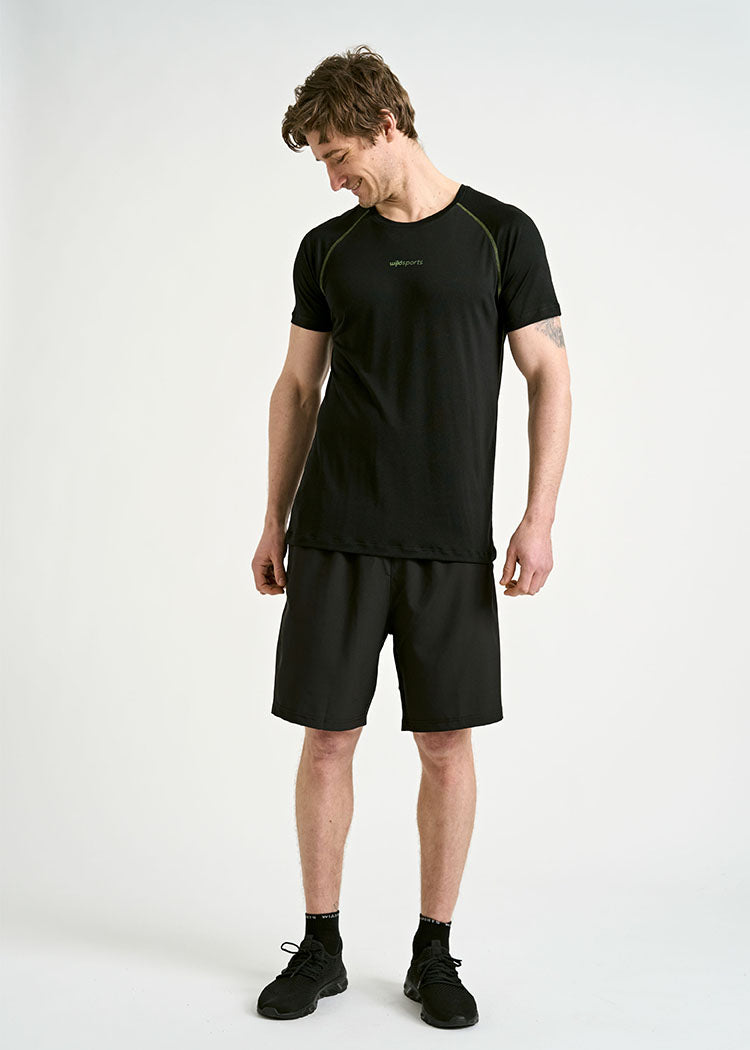 Wijld Max Black Green Herren Sportshirt Funktion Lyocell