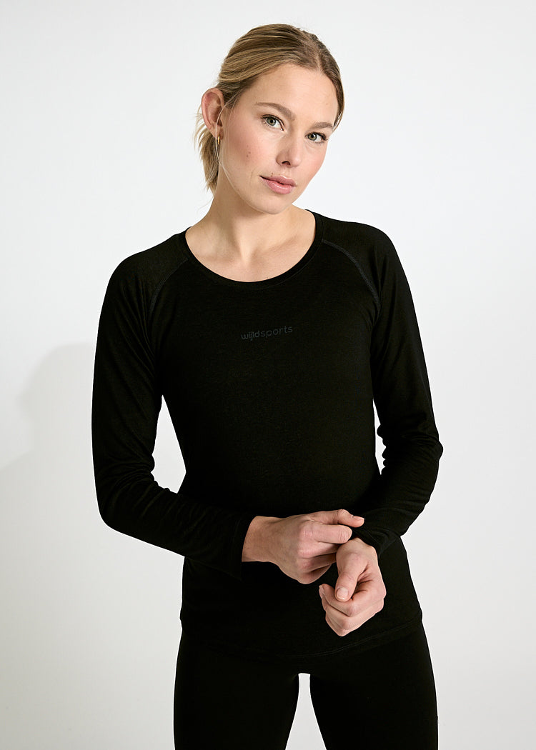 Wijld Nellie Black Gray Damen Langarmshirt Sport