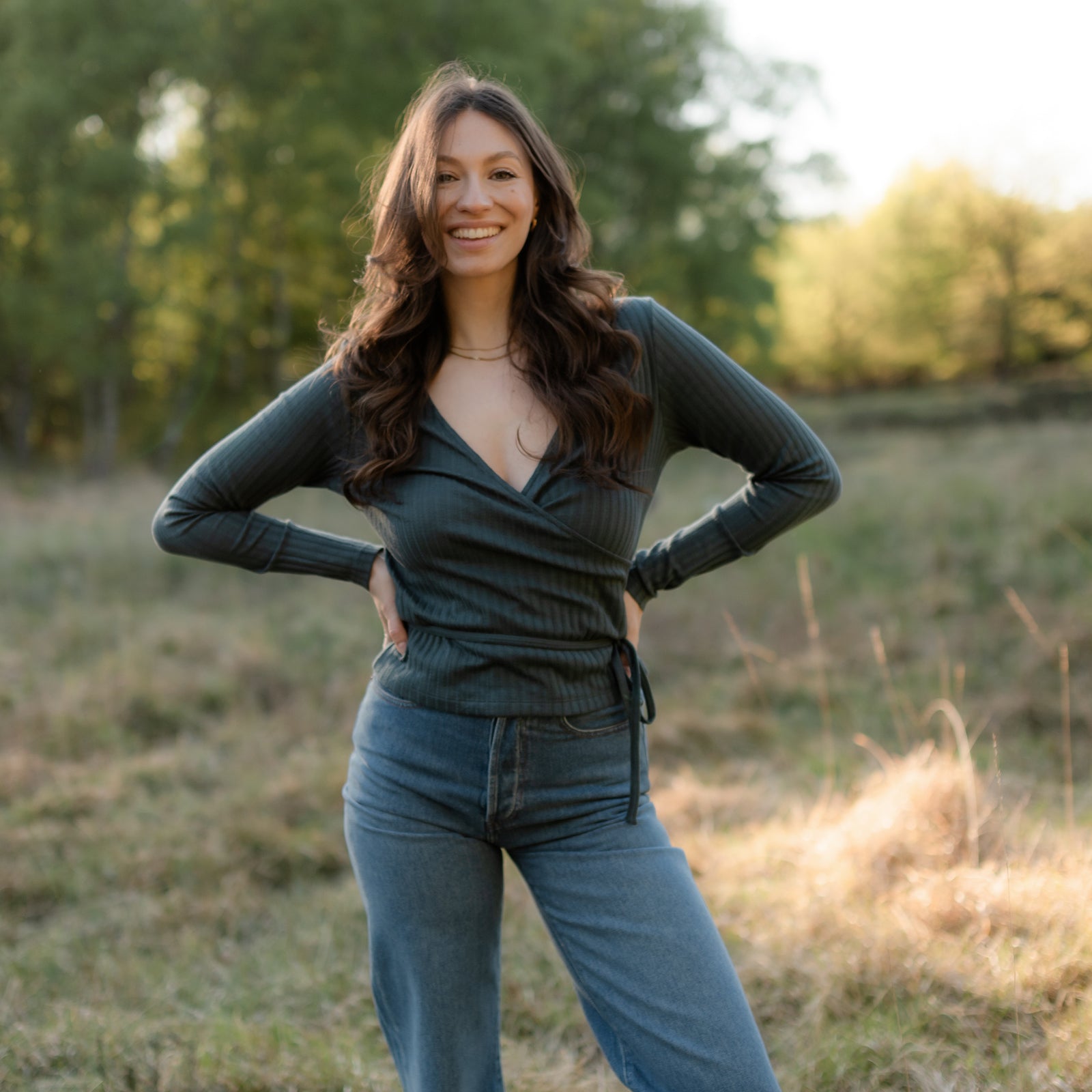 NORDLICHT Berit Wickelbluse Damen grün Tencel