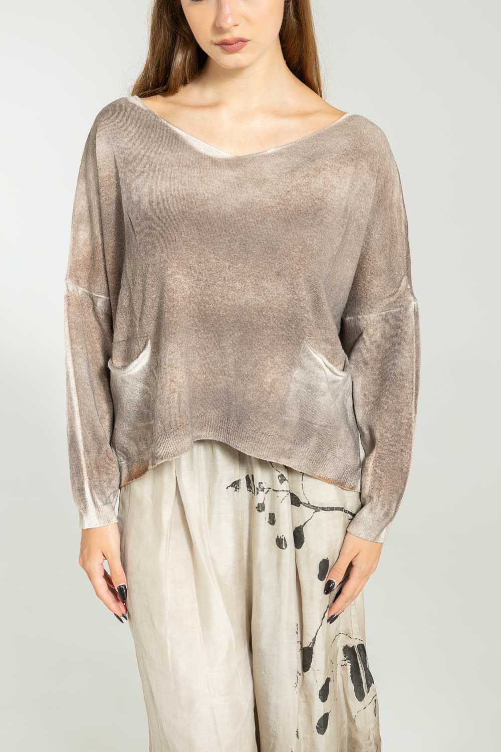 Sanctamuerte Maglieria Maglia Girocollo Pullover Baumwollmix weit