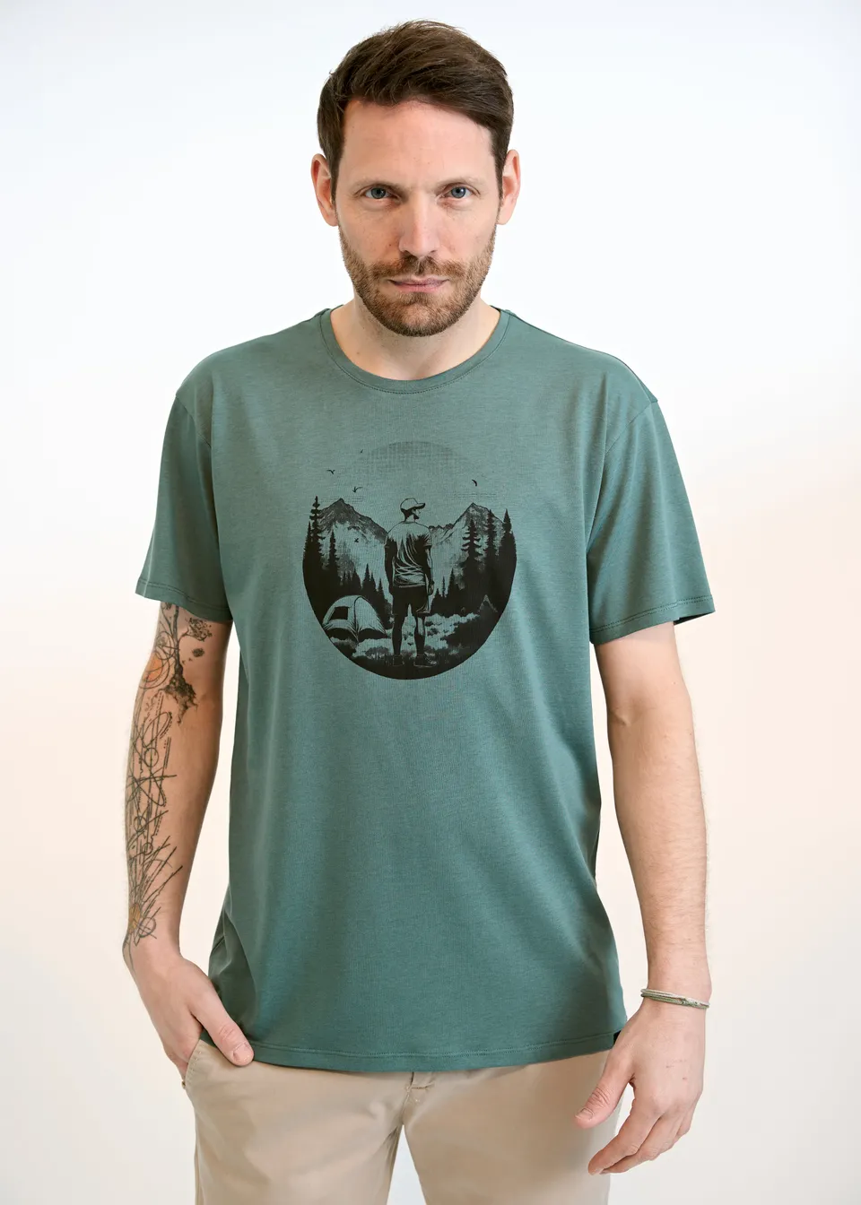 Wijld WoodShirt Timo Herren T-Shirt Camper Print Holz