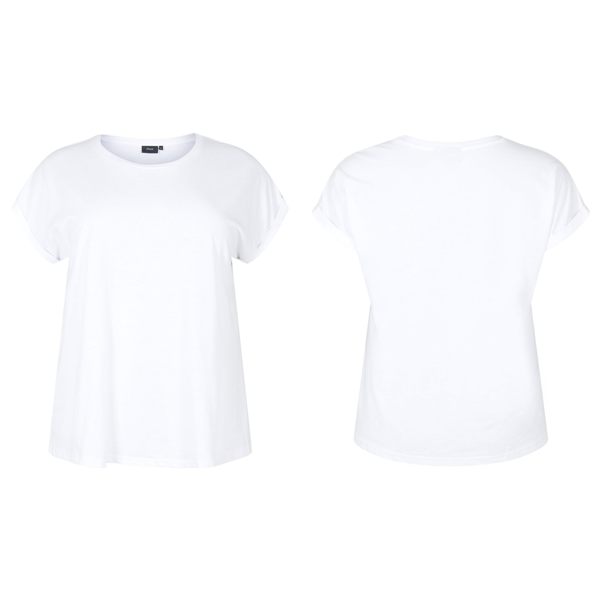 Zizzi Cotton T-Shirt Rundhals Bright White Große Größen