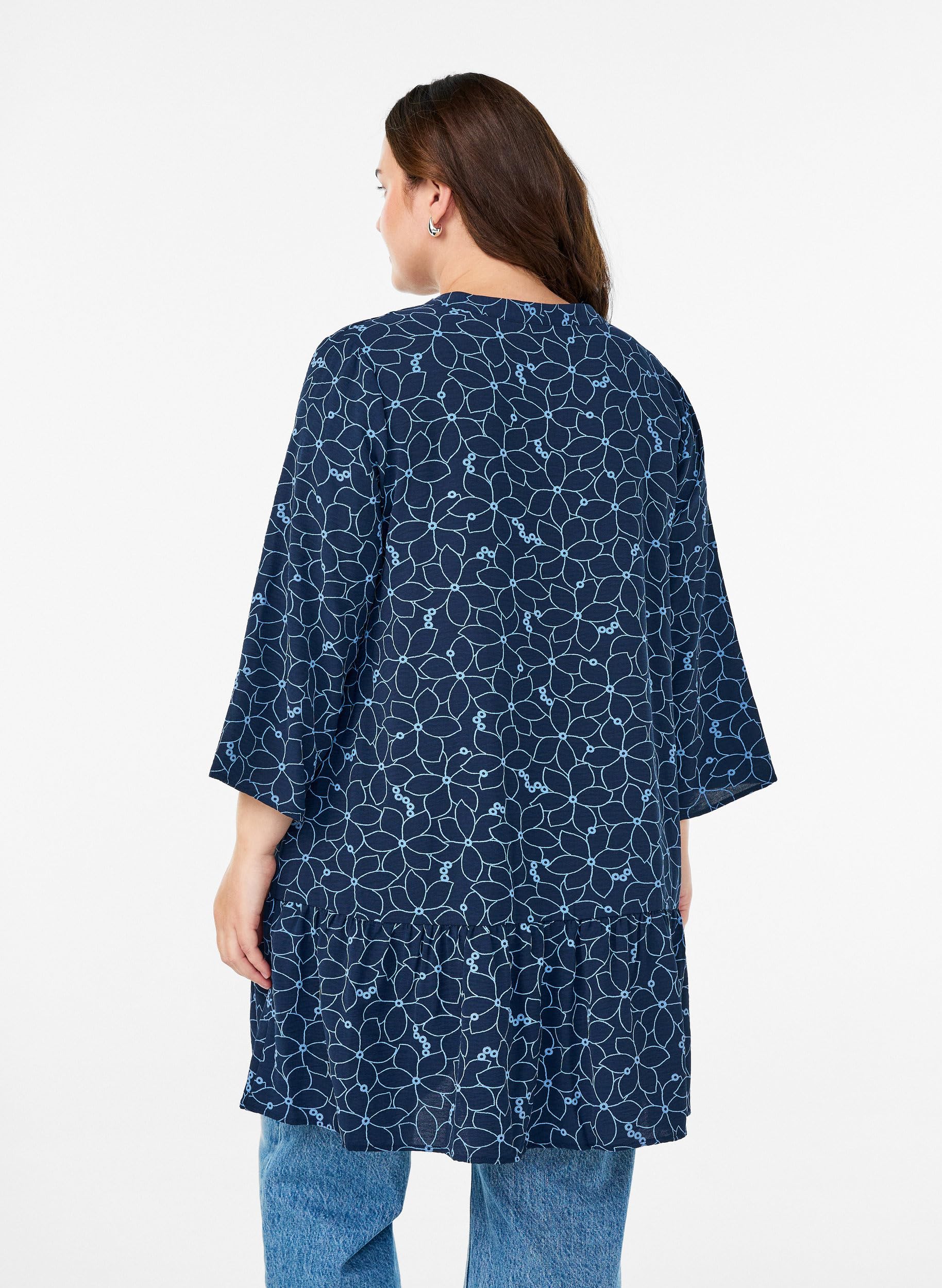 Zizzi Tunika Damen 3/4 Ärmel Blumenmuster große Größen