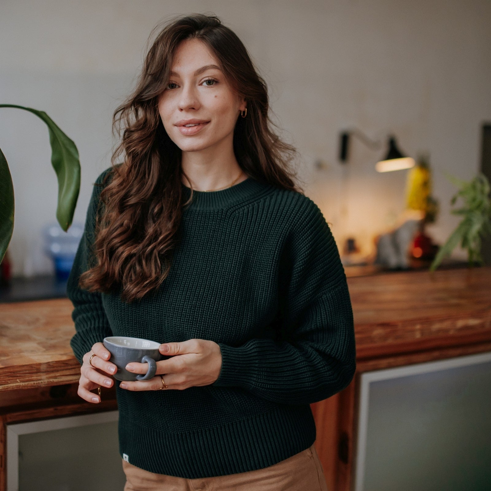 NORDLICHT Mara Grobstrick Pullover Waldgrün Oversize