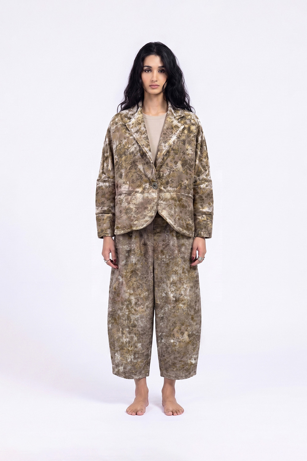 Sanctamuerte Capispalla Giacca Boxy Blazer Jacquard Floral