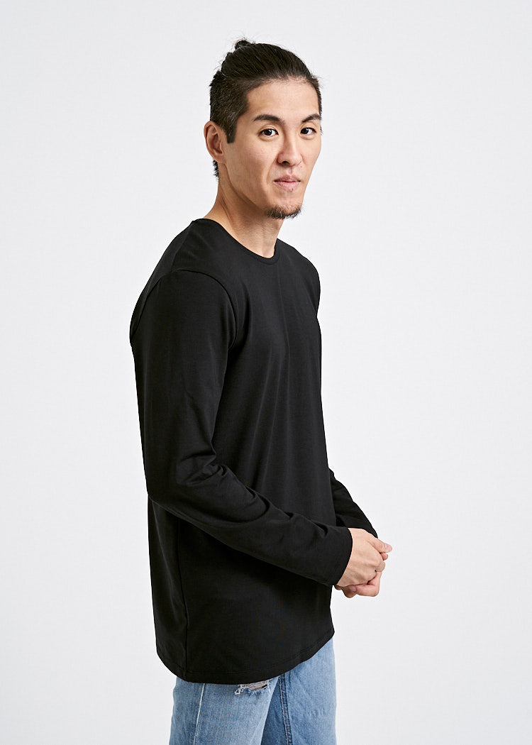 Wijld David Langarmshirt Black anliegend Holzfaser
