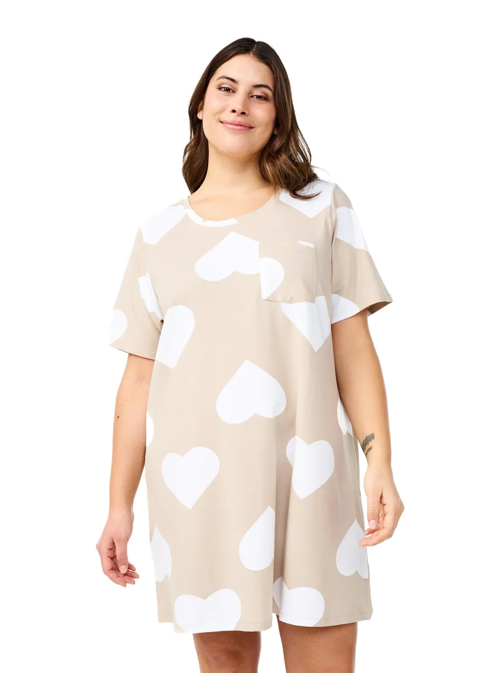 Zizzi Nightwear Shirt Modal Herzen Doeskin große Größen