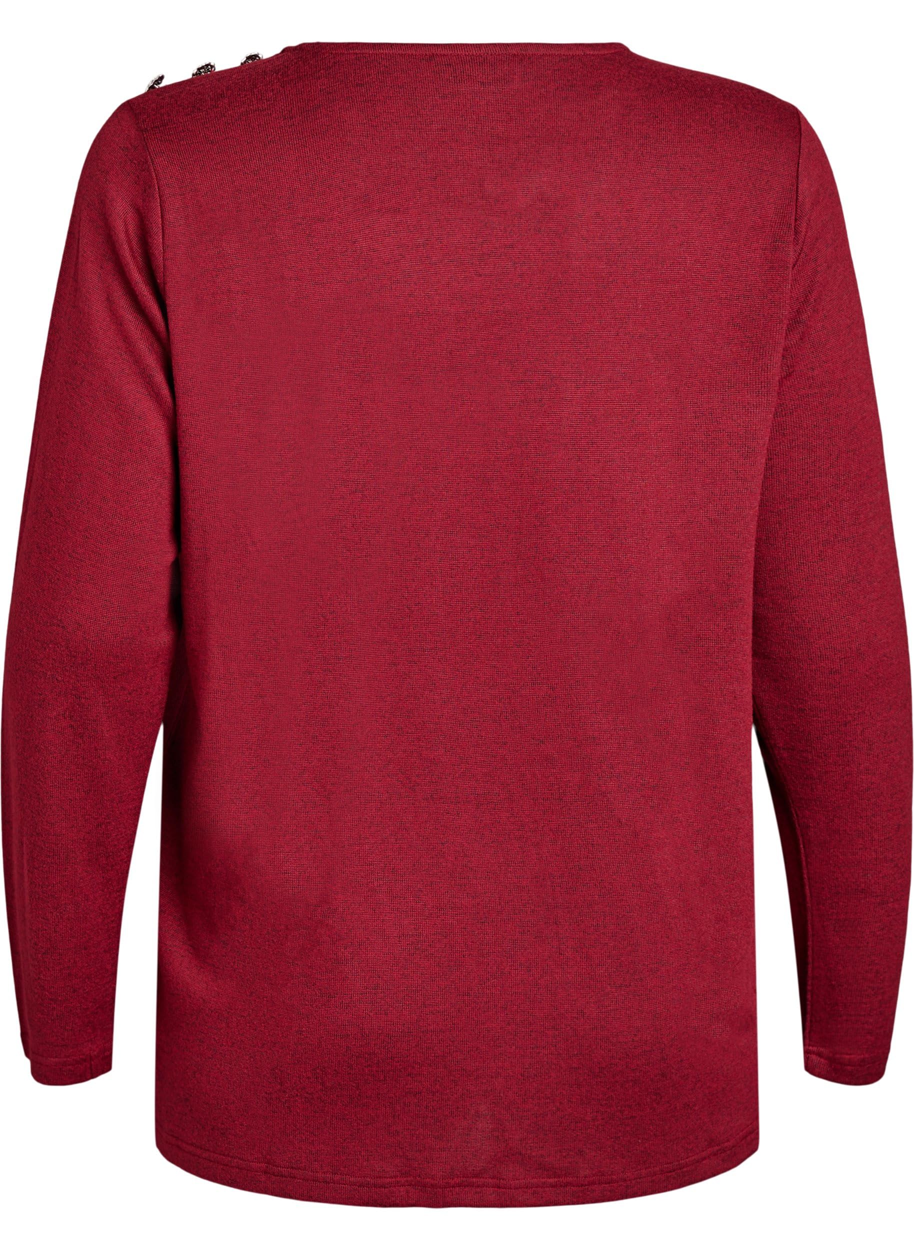 Zizzi Bluse Damen Langarm Rundhals Schwarz große Größen