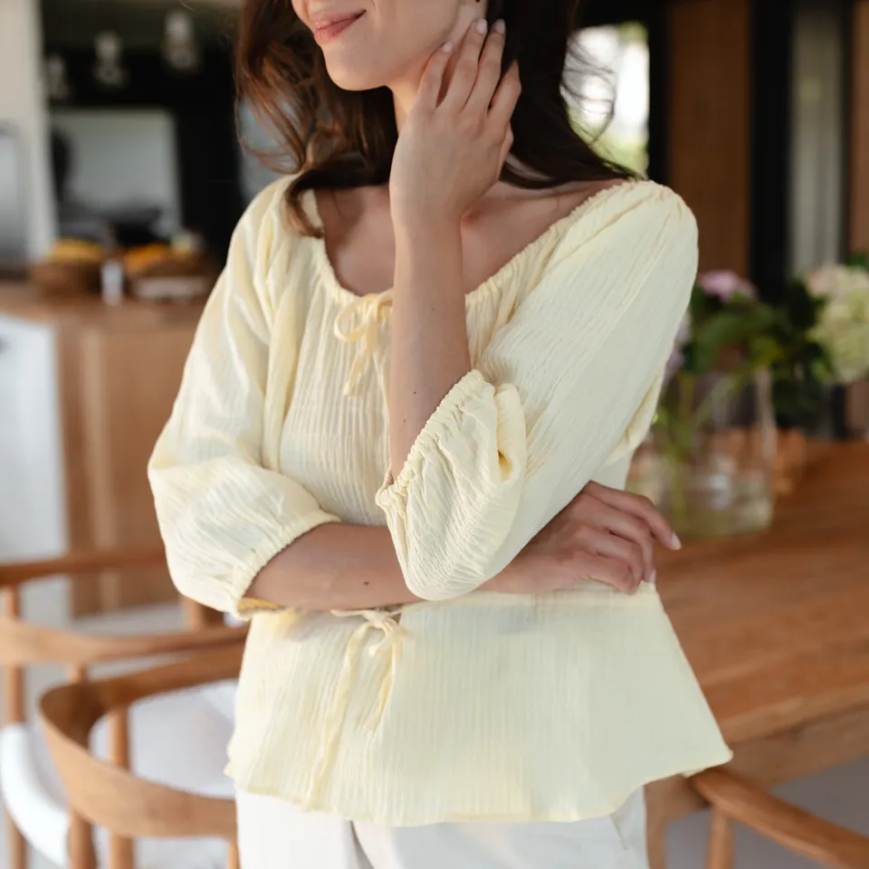 NORDLICHT Soni Bluse Buttergelb Bio-Baumwolle