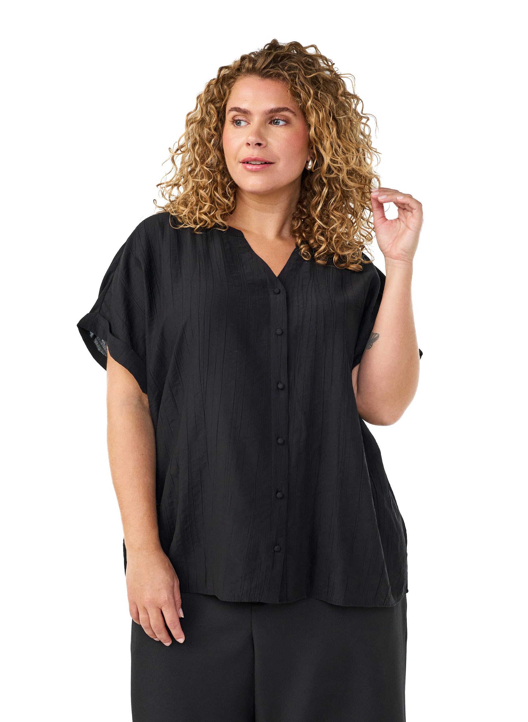 Zizzi Bluse Viskose Damen Knopfbluse Coca Mocha
