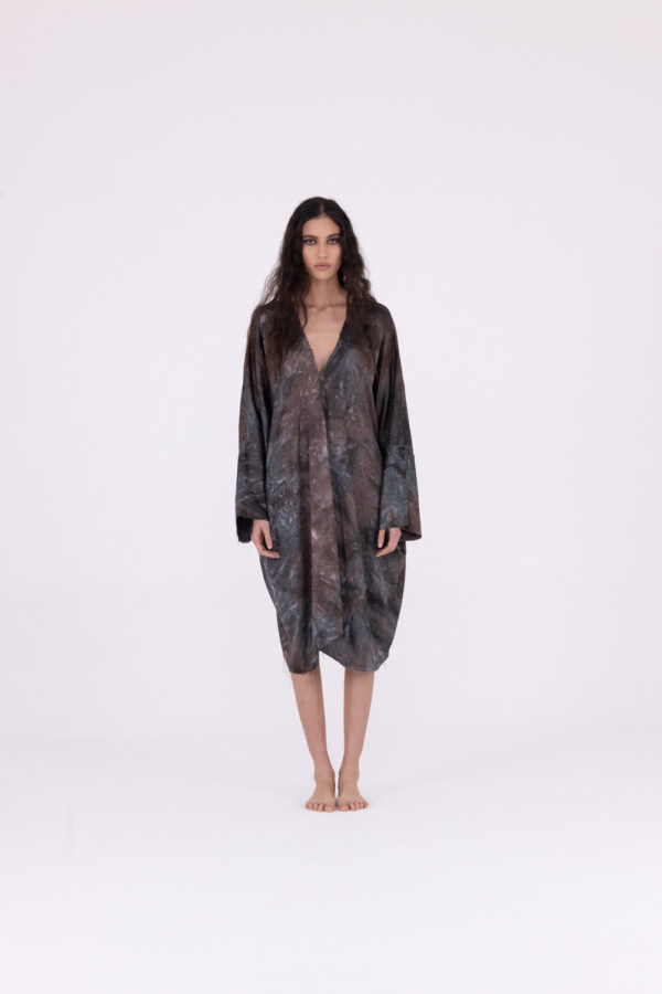 Sanctamuerte Abiti Kimono Midi Kleid Viskose Batik