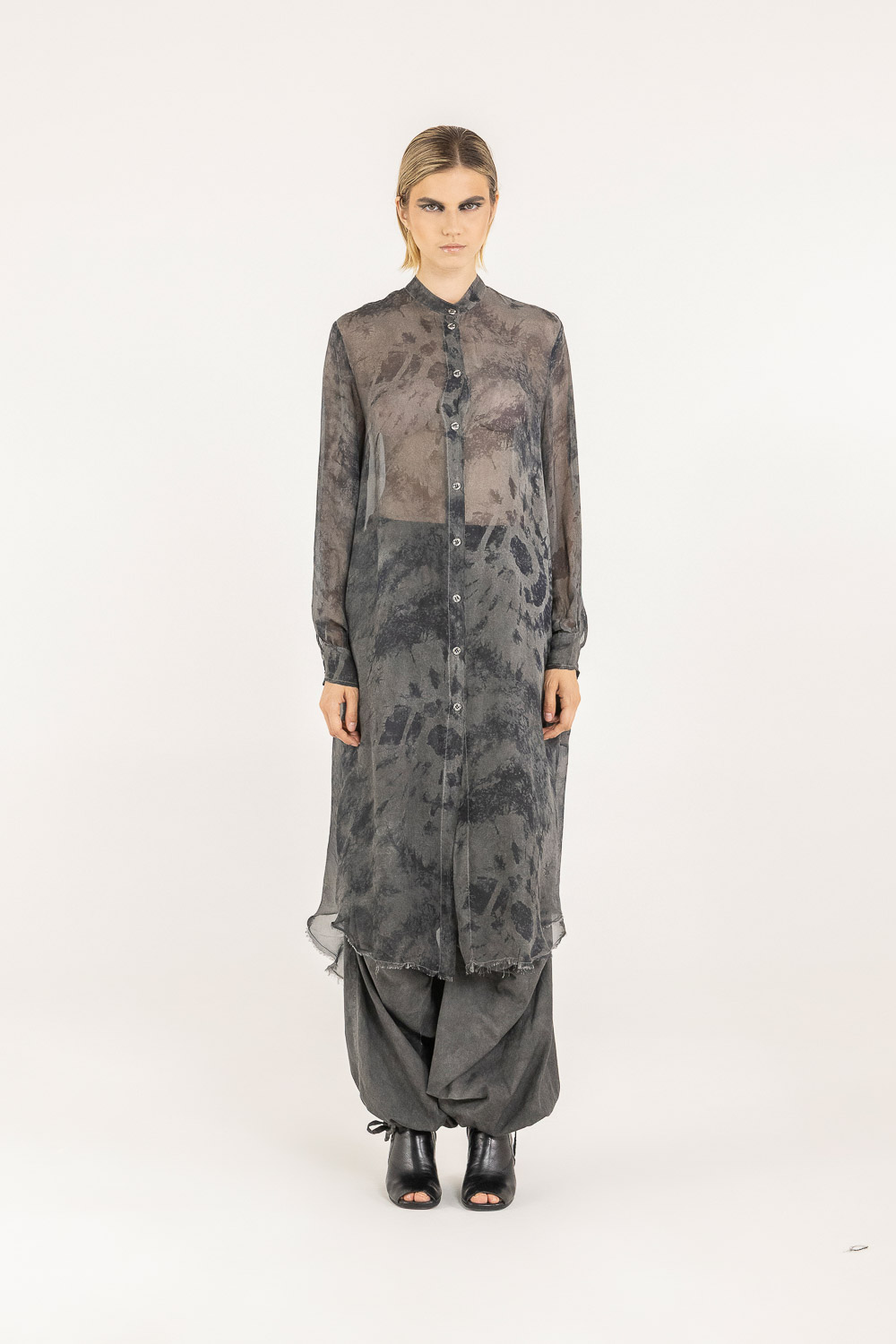 Sanctamuerte Abiti Chemisier Coreano Hemdblusenkleid Tie Dye