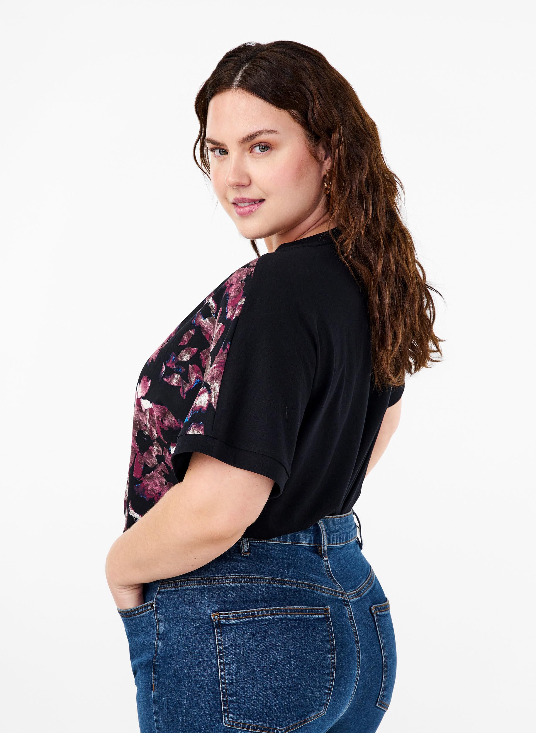 Zizzi T-Shirt Rundhals Druck Große Größen Baumwolle