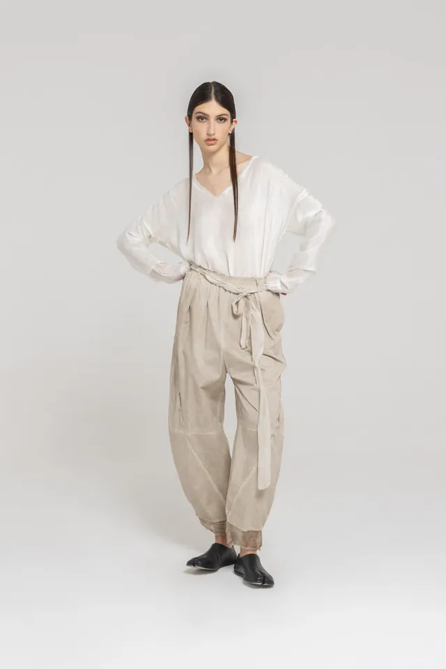 Sanctamuerte Pantaloni Semi Banana Hose Popeline Baumwolle