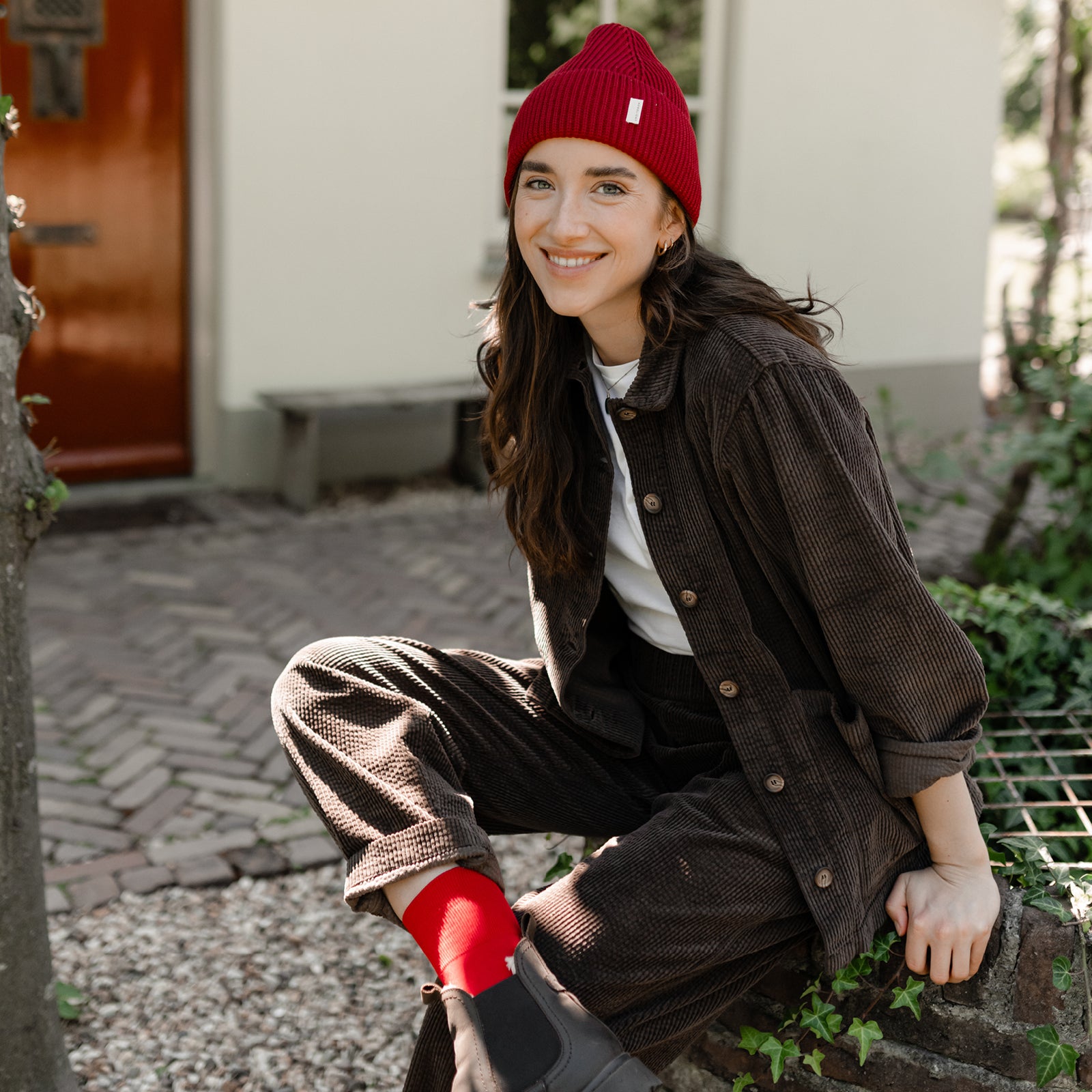 NORDLICHT Nola Grobstrick Mütze Bio-Baumwolle Rot