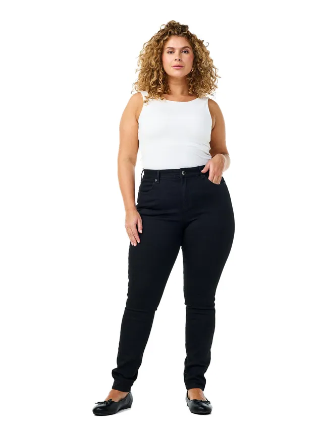 Zizzi Amy Jeans Extra Slim Hohe Taille Schwarz 50W/30L