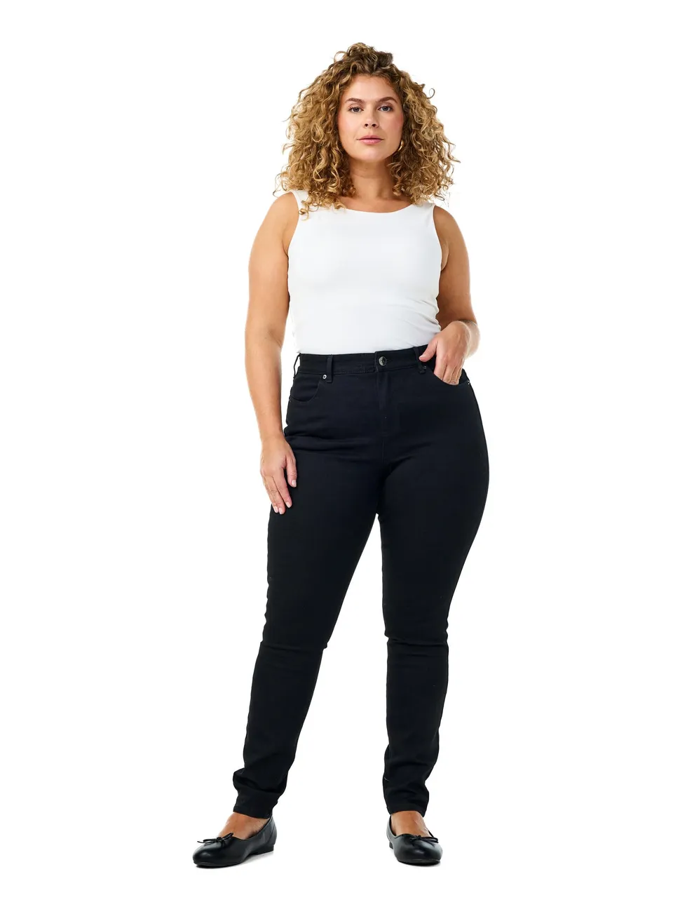 Zizzi Amy Jeans Extra Slim Hohe Taille Schwarz 50W/30L