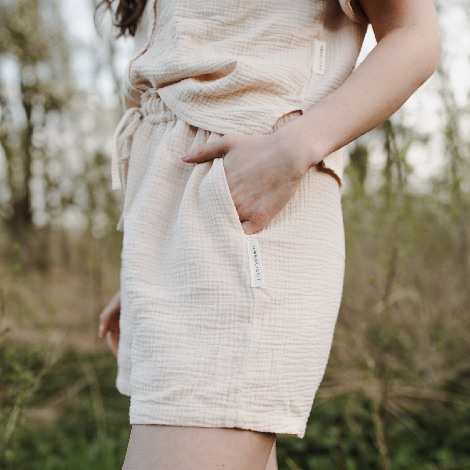NORDLICHT Leja Musselin Shorts Natur Damen