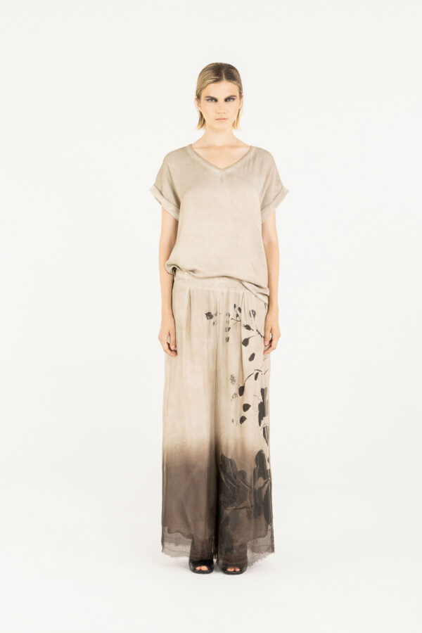 Sanctamuerte Pantaloni Pantalone Palazzo Hose Degradé Floral