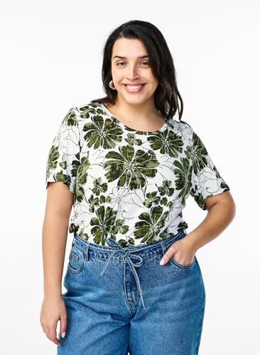 Zizzi T-Shirt Rundhals Blumendruck Viskose 42-60