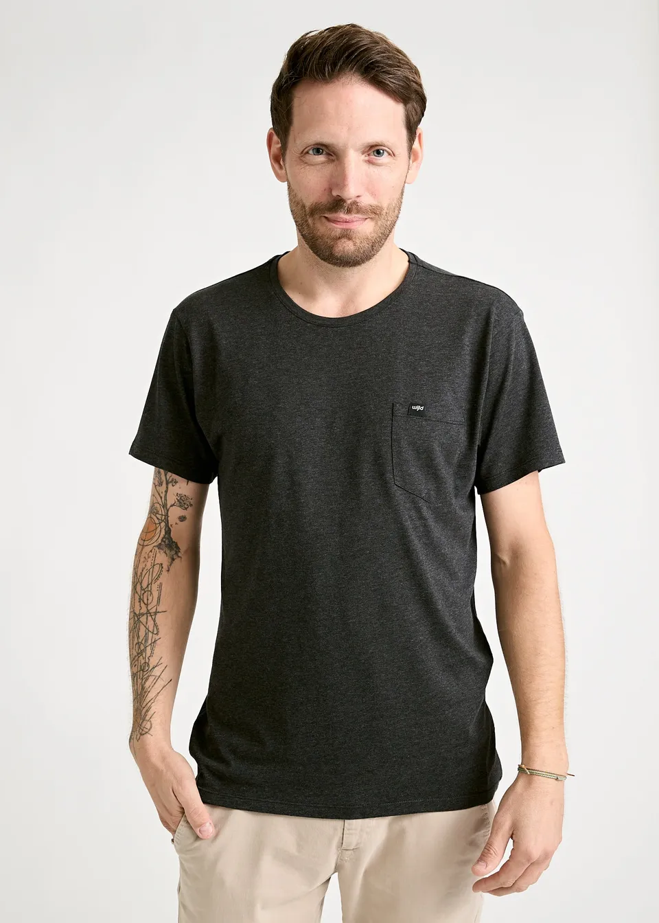 Wijld WoodShirt Alex Herren T-Shirt Anthrazit Brusttasche