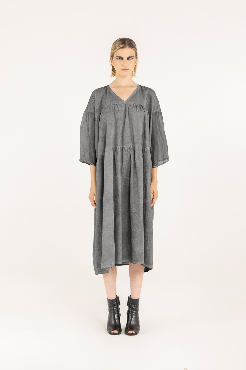 Sanctamuerte Abiti Maxi Abito Maxikleid Rüschen Baumwolle
