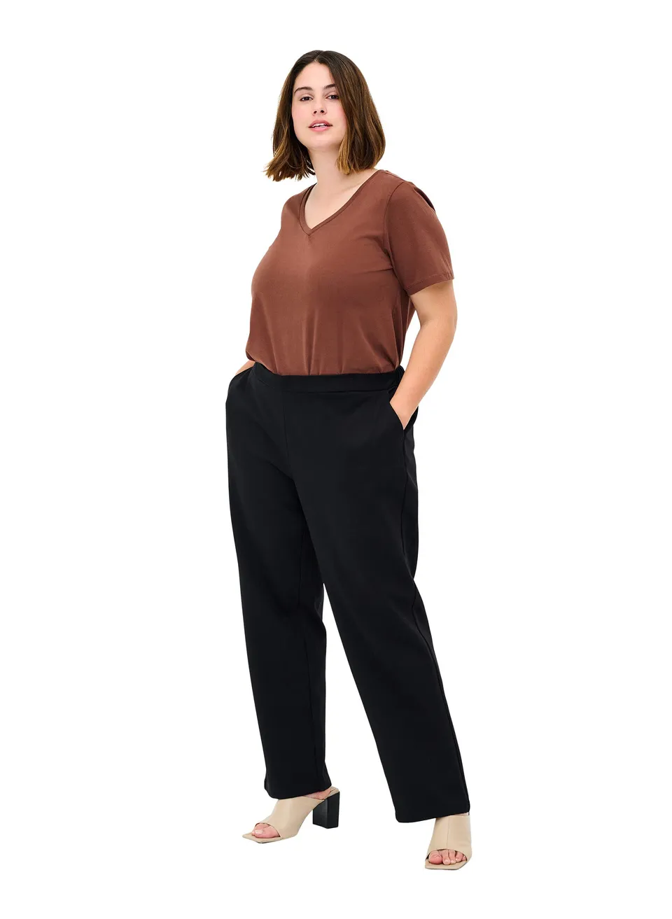Zizzi Weite Hose Damen Schwarz Gr 50-52 mit Taschen